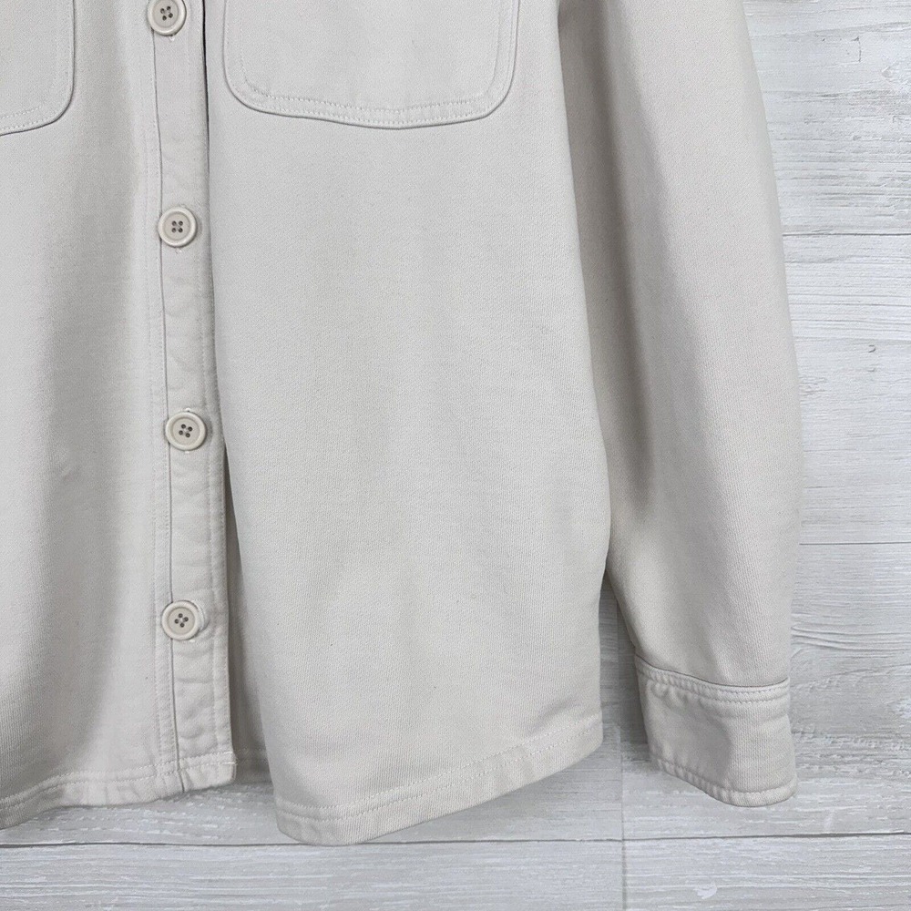 Good American Shacket Shirt Jacket Size 3/4 Large Button Up Cotton Terry Cream - Picture 4 of 13